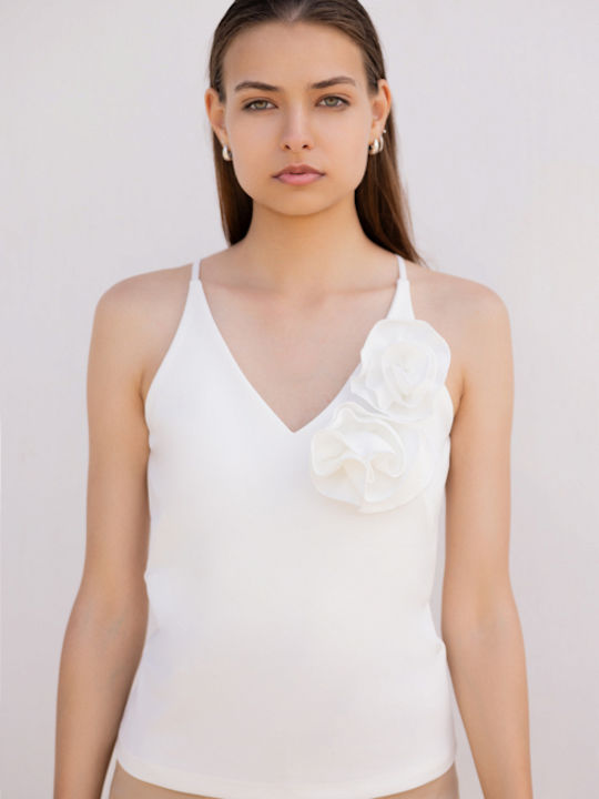 Desiree Women's Blouse with Straps Floral White