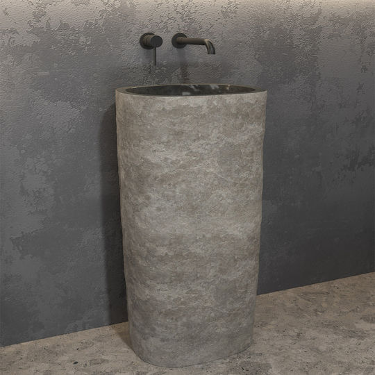 Karag River Aufgesetztes Waschbecken Stein 40x40x90cm Grey