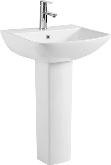 Karag Amfipolis Επικαθήμενος Νιπτήρας Πορσελάνης 56x45x83cm Λευκός