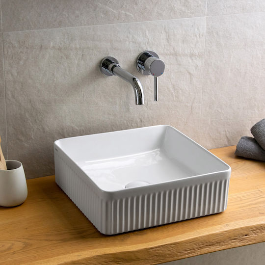 Karag Επικαθήμενος Νιπτήρας Πορσελάνης 36.5x36.5x12cm Λευκός