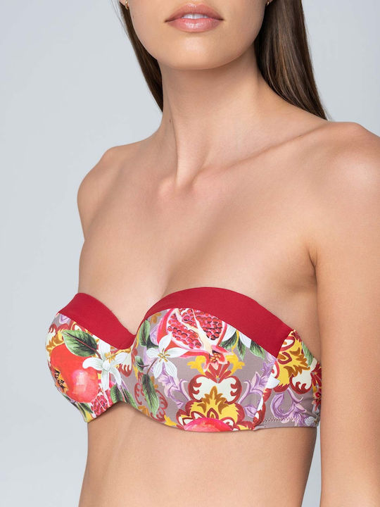 Luna Padded Strapless Bikini Granada with Detachable Straps Red