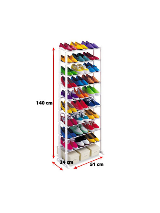 Plastic Shoe Organizer White 51x24x140cm