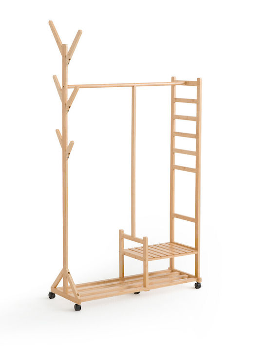 So'Home Τροχήλατη Κρεμάστρα Δαπέδου από Bamboo Μπεζ 171x100x186cm