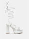 Lace Up Platform Sandals 4255211-silver