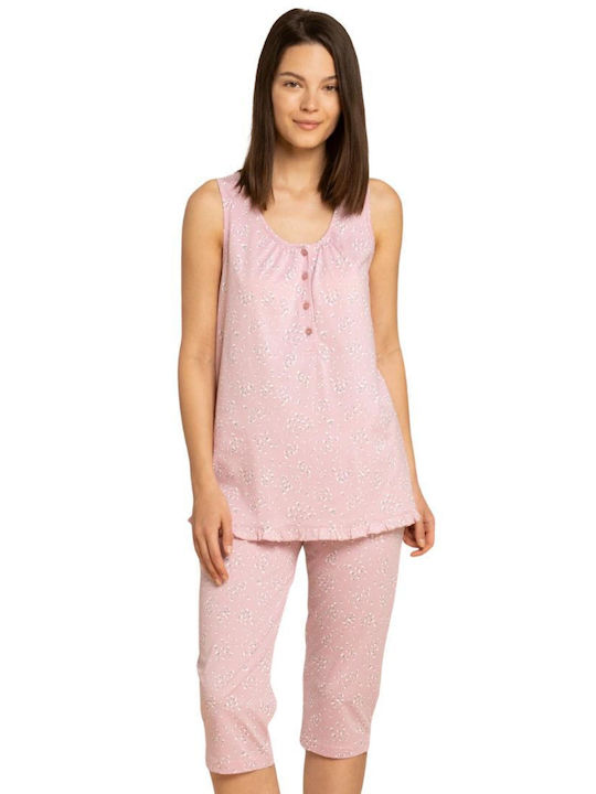 Noidinotte Sommer Damen Pyjama-Set Baumwolle Rose