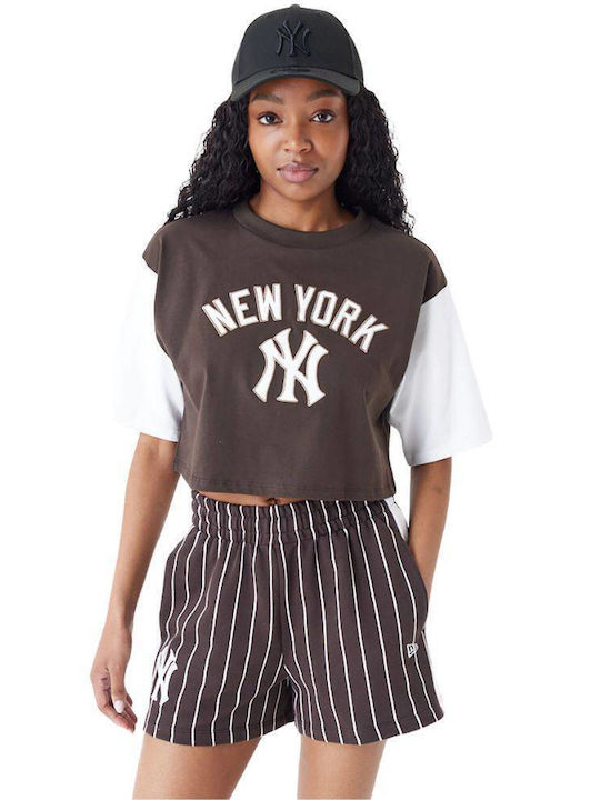 New Era Damen Crop T-shirt Brown