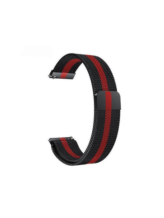 Universal Metal Watch Strap 20mm Black Red