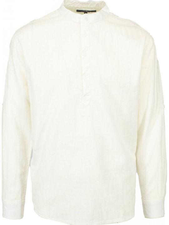 Langärmlig Leinen Hemd White