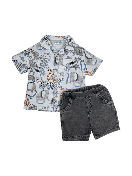 Angelbox Kids Set with Shorts Summer 2pcs Blue-Grey