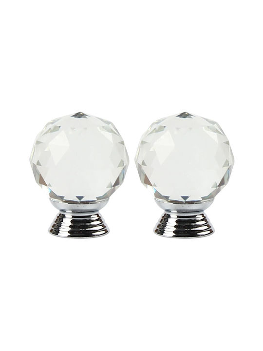 Set 2 Mânere Ușă Model Cristal Zola Diametru Mâner 30 Mm Înălțime 40 Mm