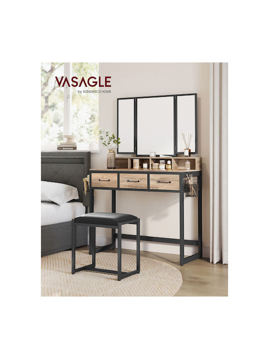 Wooden Makeup Dressing Table Oak Brown/black wi...