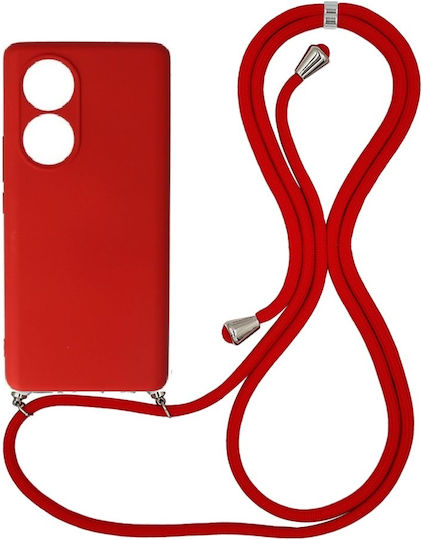 Задна корица Силикон с Каишка Червен (TCL 50 SE)