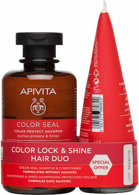 Apivita Color Lock & Shine Hair Duo Set de îngrijire a părului cu Șampon, Mască și Balsam