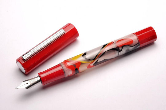 Opus 88 Flow Transparent Red Fountain Pen 101030 Nibs Broad