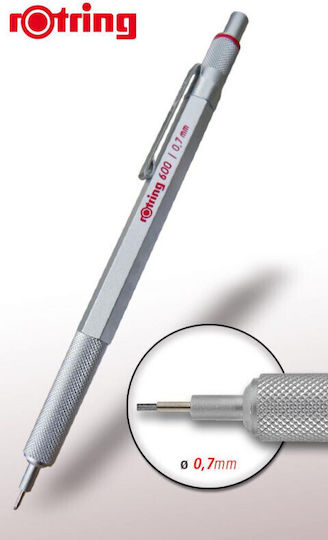 Rotring 600 Silver Mechanical Pencil 0,7mm 1904444 3501179044446