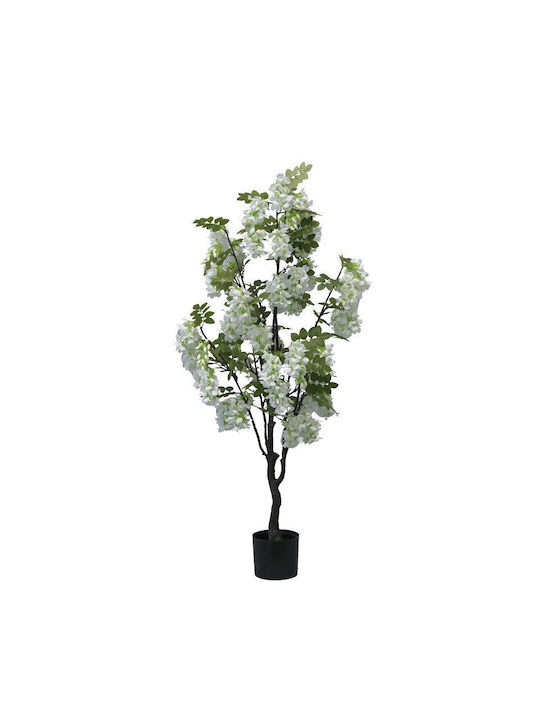 Διακοσμητικό Φυτό Bean Flowers Γλάστρα Inart Λευκό Pp Υ125εκ