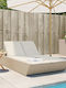 Liegestuhl Doppelter Rattan mit Kissen Beige 110x200cm.