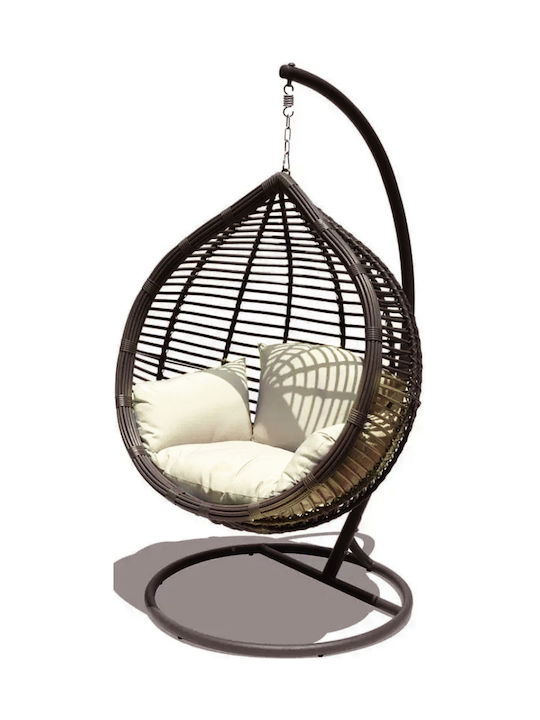 Amanda Hängende Garten & Veranda Schaukel mit Kissen Sessel Metallisch Braun L106xB68xH118cm