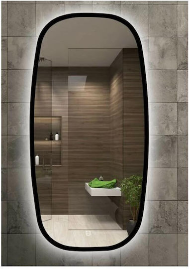 Oval Badezimmerspiegel LED Berührung 45x90cm Schwarz