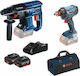 Bosch 0615990M30 Σετ Μπουλονόκλειδο & Σκαπτικό 18V με 2 Μπαταρίες 4Ah και Θήκη