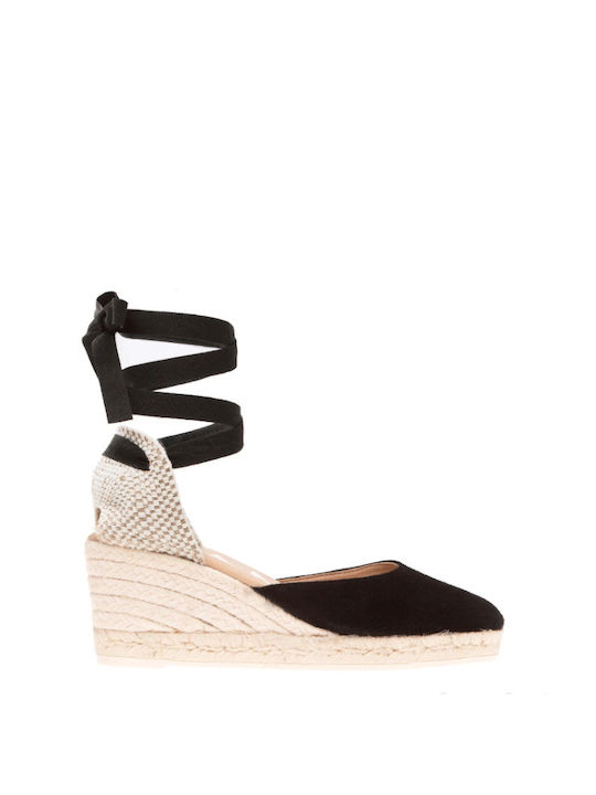 Manebi Women's Suede Platform Espadrilles Black