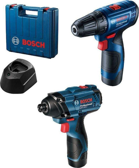 Bosch GSR Сет Отвертка & Ударна отвертка 12V с 2 батерии 2Ах и куфар