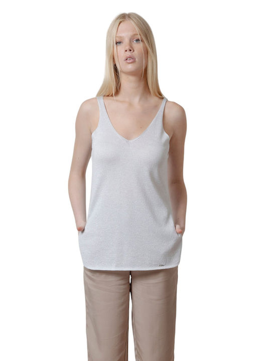Aggel pentru Femei Bluză Fără mâneci cu Decolteu în V White
