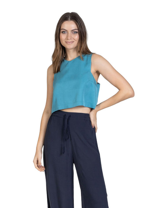 Aggel pentru Femei Crop Top Blue