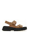 Leather Women's Flat Sandals Flatforms in Brown Color