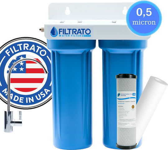 Filtrato Water Filtration System Double Under Sink Micron 1/4'' with Replacement Filter 57-0073/PPLRC