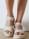 Flatforms Kreuzriemen Außennaht Sandalen 432.y2065-l Beige