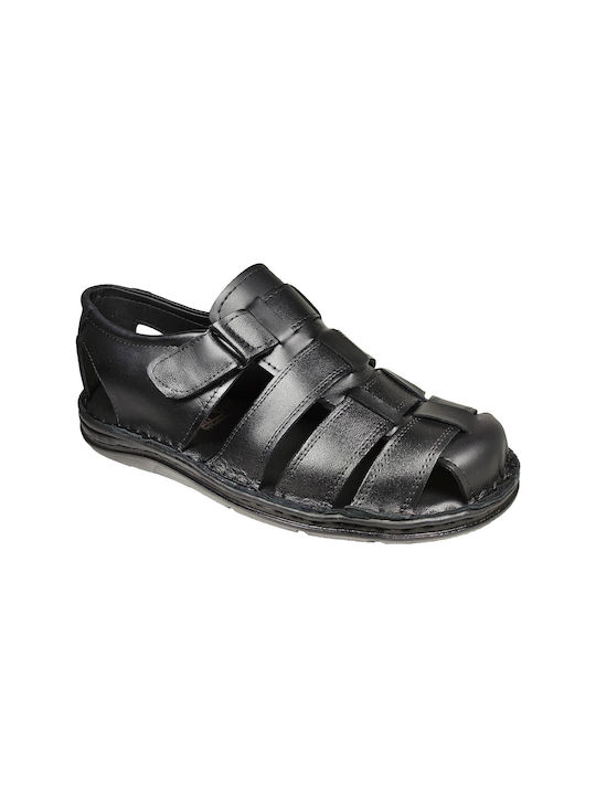 Next Step Shoes Piele Sandale pentru bărbați în Negru Culoare