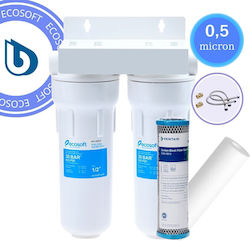 Ecosoft Water Filtration System Double Under Sink Micron ½" with Faucet & Replacement Filter 65-0001/PPCFB