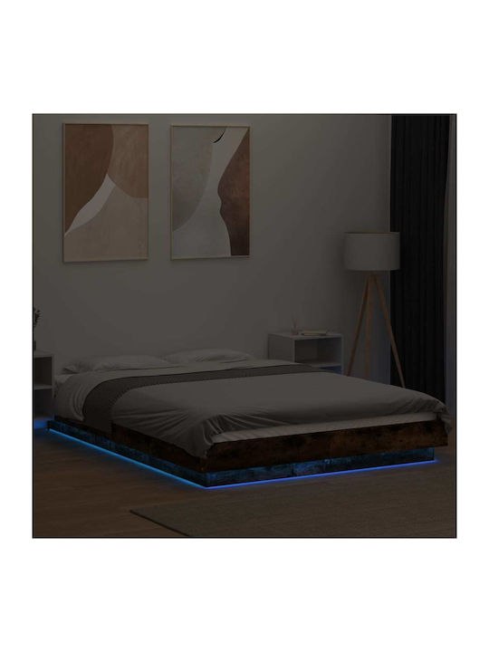 Double Wooden Brown Bed Base with Slats for Mat...