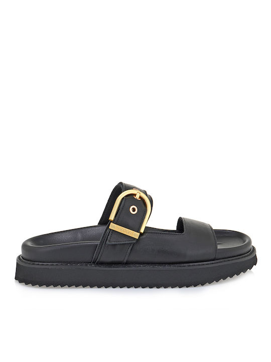 Komis & Komis Flatforms Leather Women's Sandals Black