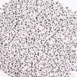 Set 250 White Beads Letters Diameter 7.5 Mm