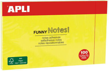 Sticky Notes Funny Yellow Neon 15002 Apli 8410782150022
