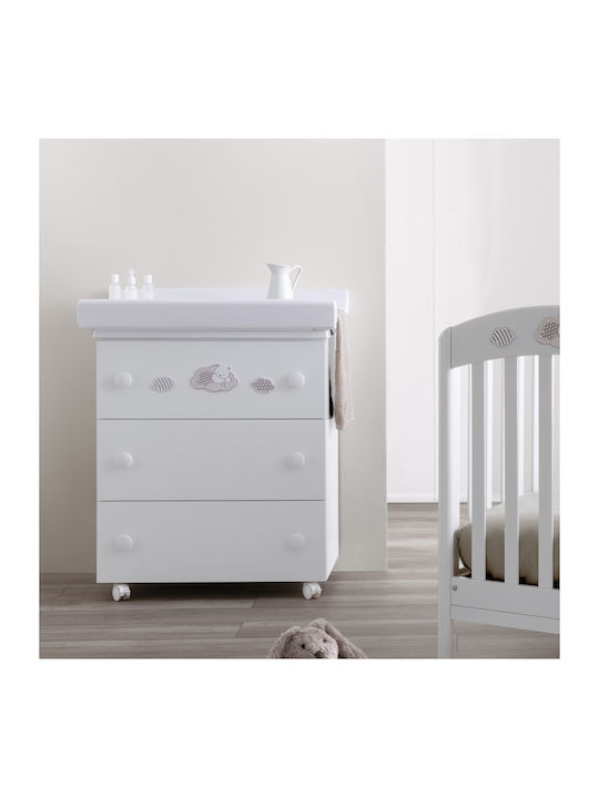 Baby Kommode mit 3 Schubladen Weiß 76x45x90cm