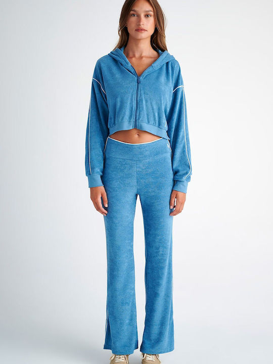 SugarFree Women's High Waist Wide Sweatpants Blue