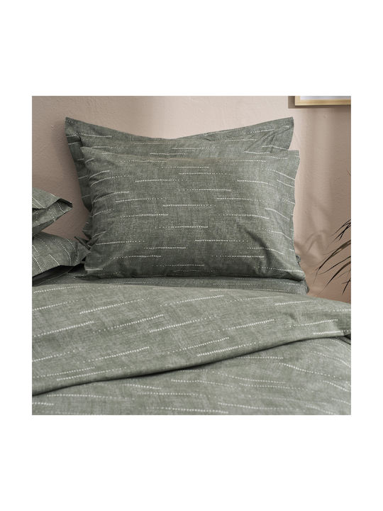 Charalambidis Textiles Κουκκίδες Σετ Μαξιλαροθήκες Oxford Χακί (χακί) 50x70εκ.