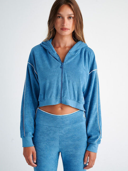 SugarFree Women's Hooded Cardigan Blue