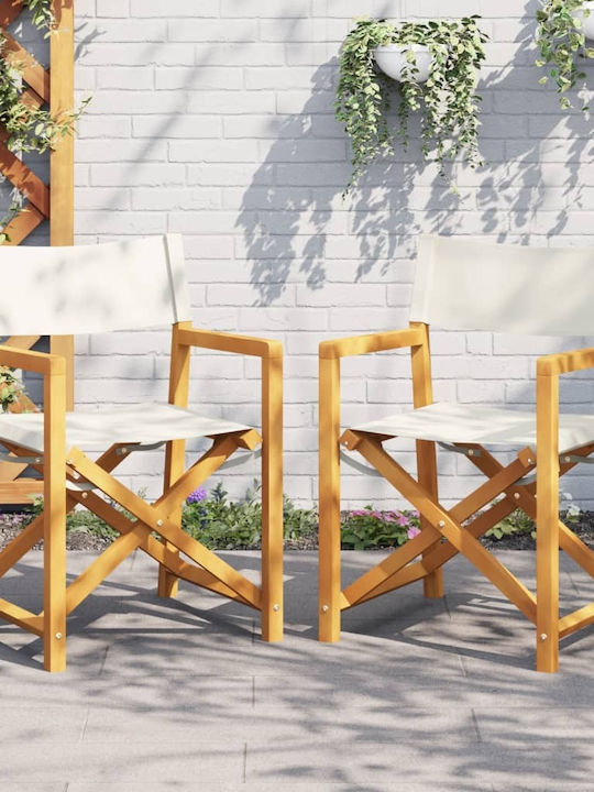 Regiestuhl Hölzernes Cream mit Kissen 2Stück 54x53.5x85.5εκ.