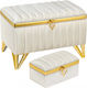 Novaker Βαπτιστικό Μπαούλο από Βελούδο Ivory 65x40x45εκ.