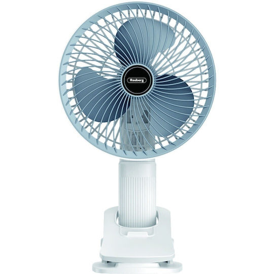 Ventilator USB cu clips Rosberg R51760h 4.5w 3 Viteze Autonomie până la 135 de minute Alb Albastru