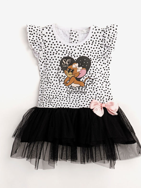 Funky Kids Dress Tulle Polka Dot White