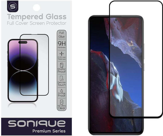 Sonique Hardy Glass 2.5D Adeziv complet Full Face Tempered Glass Negru (Xiaomi Poco F5 Pro 5G)