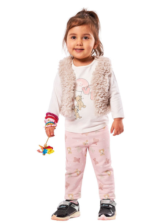 Εβίτα Kids Set with Leggings & Jacket Winter 3pcs Pink