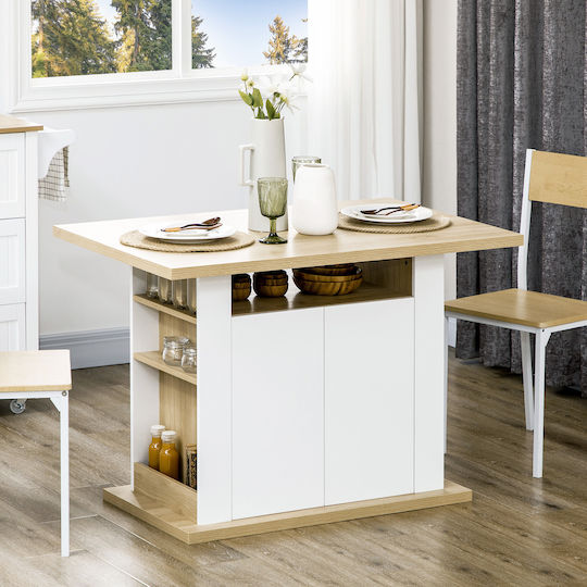 Table Kitchen Wooden White and wood color 110x70x75.5cm