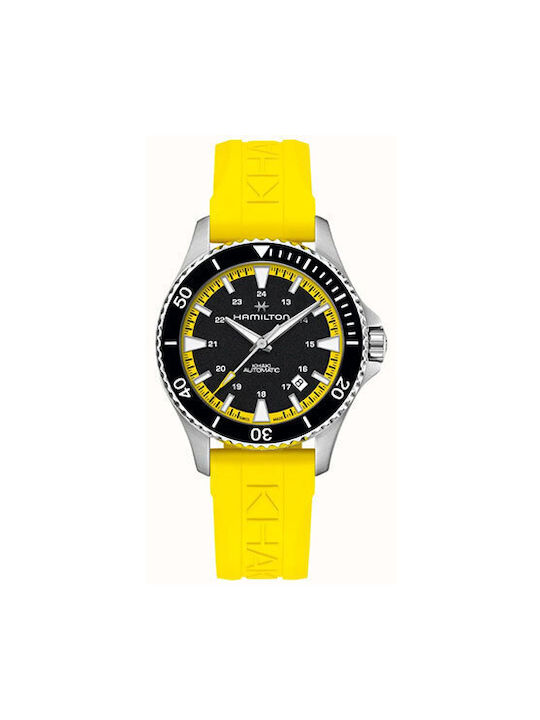 Hamilton Uhr mit Gelb Kautschukarmband