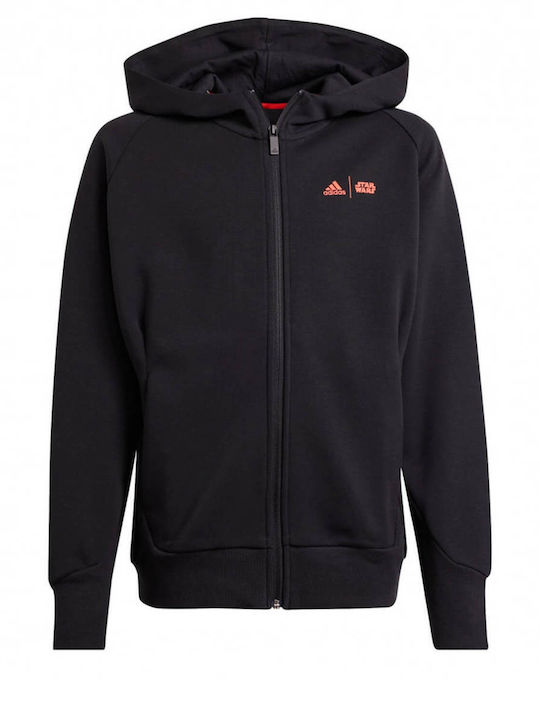 Kids Sweatshirt Cardigan with Hood and Pockets Black